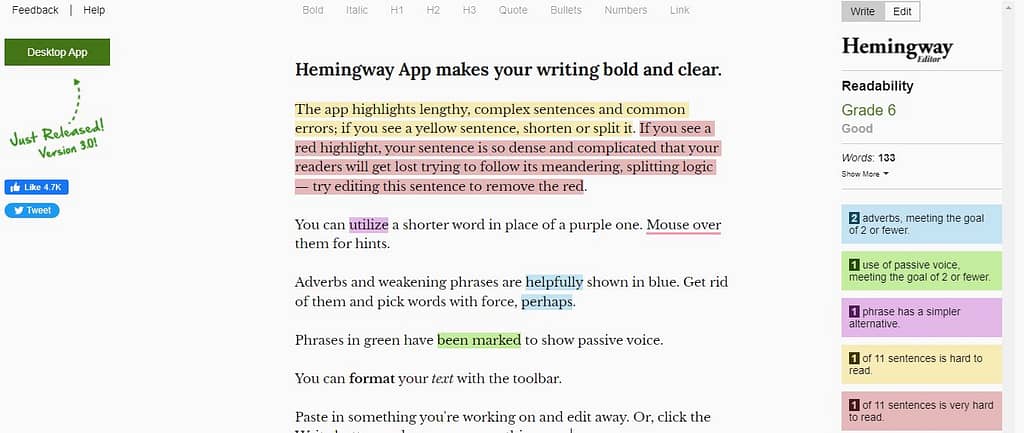 Hemingway Editor is great tool for editing resume