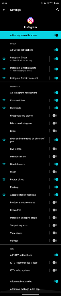 Multiple Unnecessary Notification options on Instagram  